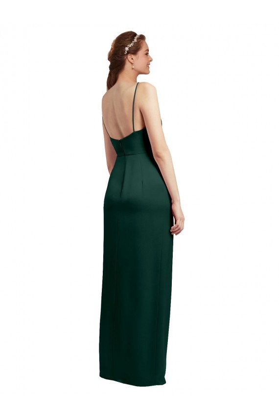 Stretch Satin Low Back Long Spaghetti Straps Column Formal Evening Gown / Prom Dress / Bridesmaid Dress Sudbury