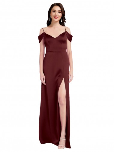 Stretch Satin Long Off the Shoulder A-Line Formal Dress / Bridesmaid Dress Sudbury