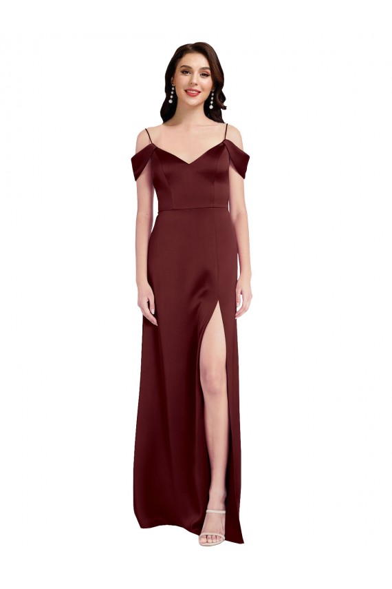 Stretch Satin Long Off the Shoulder A-Line Formal Dress / Bridesmaid Dress Sudbury