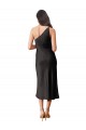 Stretch Satin Midi Length One Shoulder Sheath Black Tie Evening Dress / Prom Dress / Bridesmaid Dress Sudbury
