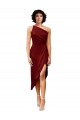 Stretch Satin Midi Length One Shoulder Sheath Black Tie Evening Gown / Prom Dress / Bridesmaid Dress Sudbury