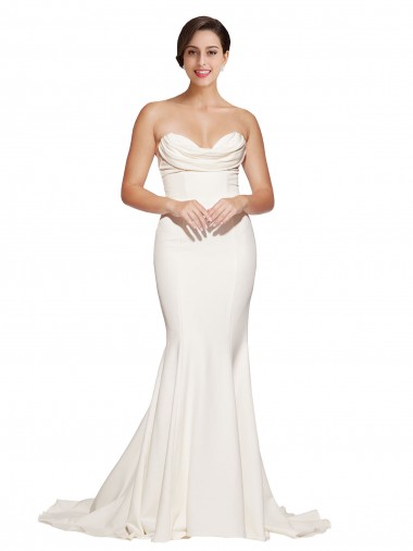 Stretch Satin Low Back Sweep Train Cowl Neck Mermaid Formal Evening Gown / Prom Dress / Bridesmaid Dress Sudbury