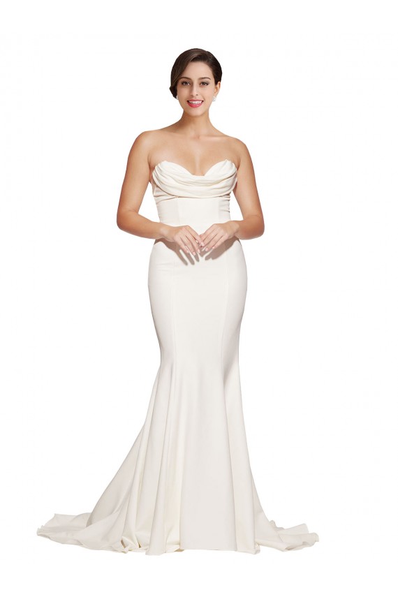 Stretch Satin Low Back Sweep Train Cowl Neck Mermaid Formal Evening Gown / Prom Dress / Bridesmaid Dress Sudbury