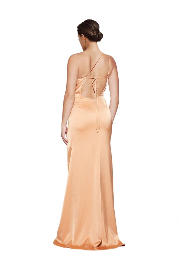 Stretch Satin Criss Cross Open Back Long One Shoulder Sheath Formal Evening Gown / Prom Dress / Bridesmaid Dress Sudbury