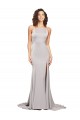 Stretch Satin Low Back Sweep Train High Neck A-Line Formal Evening Gown / Prom Dress / Bridesmaid Dress Sudbury