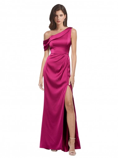 Stretch Satin Long One Shoulder A-Line Bridesmaid Dress / Evening Dress Sudbury