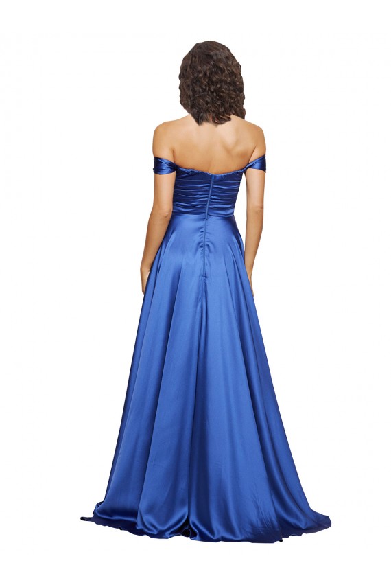 Stretch Satin Sweep Train Off the Shoulder A-Line Formal Evening Gown / Prom Dress / Bridesmaid Dress Sudbury