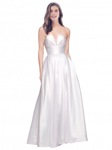 Stretch Satin Low Back Long Strapless A-Line Formal Evening Gown / Prom Dress / Bridesmaid Dress Sudbury