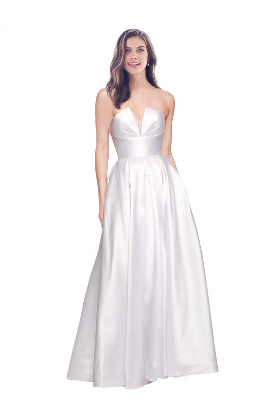 Stretch Satin Low Back Long Strapless A-Line Formal Evening Gown / Prom Dress / Bridesmaid Dress Sudbury