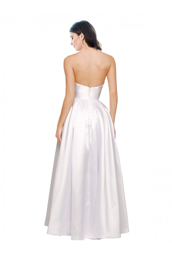 Stretch Satin Low Back Long Strapless A-Line Formal Evening Gown / Prom Dress / Bridesmaid Dress Sudbury