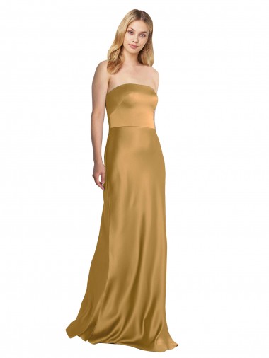 Stretch Satin Long Strapless A-Line Formal Evening Gown / Prom Dress / Bridesmaid Dress Sudbury