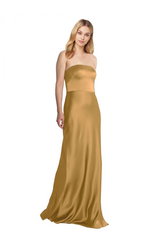 Stretch Satin Long Strapless A-Line Formal Evening Gown / Prom Dress / Bridesmaid Dress Sudbury