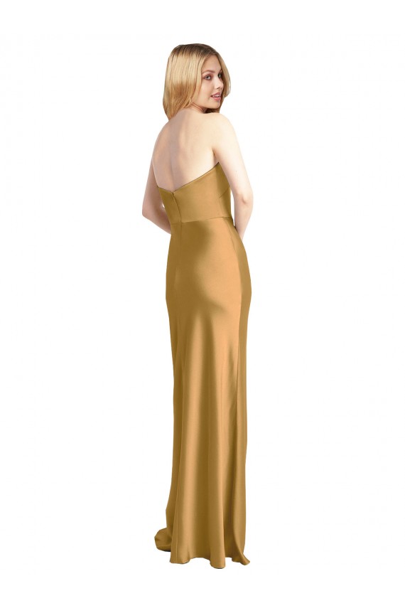 Stretch Satin Long Strapless A-Line Formal Evening Gown / Prom Dress / Bridesmaid Dress Sudbury