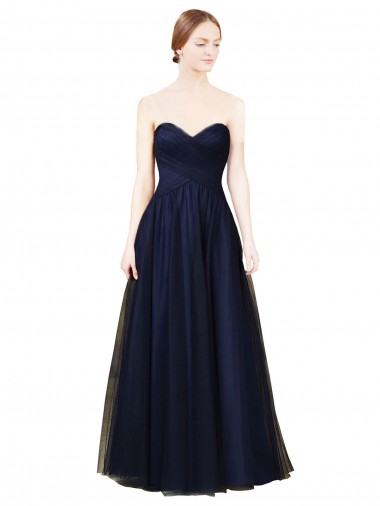 Tulle Long Sweetheart Dark Navy A-Line Bridesmaid Dress / Evening Dress Sudbury