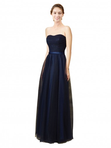 Tulle Long Sweetheart Dark Navy A-Line Bridesmaid Gown Sudbury