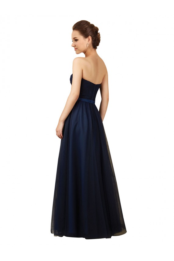 Tulle Long Sweetheart Dark Navy A-Line Bridesmaid Gown Sudbury