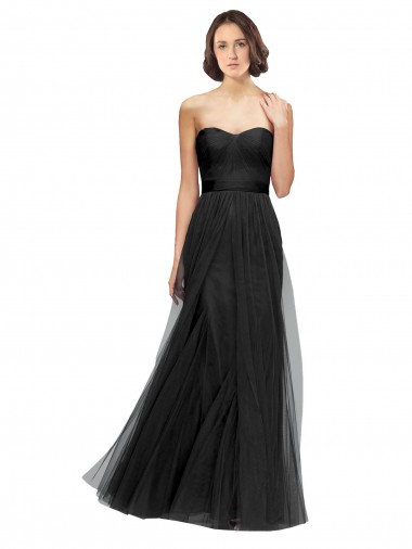 Tulle Sleeveless Sweetheart Black A-Line Bridesmaid Gown Sudbury
