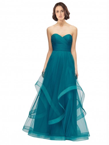 Tulle Long Sweetheart Turquoise A-Line Bridesmaid Dress Sudbury
