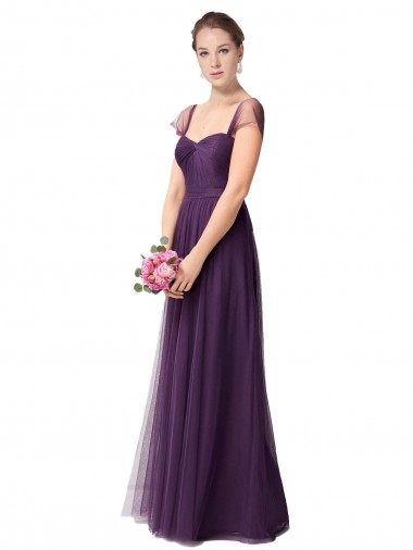 Tulle Long Sweetheart Plum Purple A-Line Bridesmaid Dress Sudbury