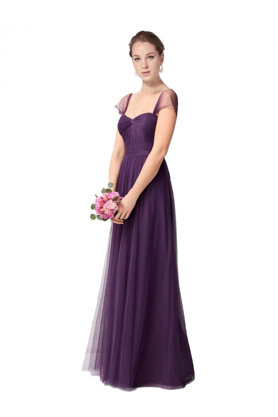 Tulle Long Sweetheart Plum Purple A-Line Bridesmaid Dress Sudbury