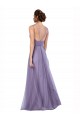 Tulle V-Back Long Spaghetti Straps Watermelon A-Line Bridesmaid Dress Sudbury