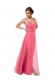 Tulle V-Back Long Spaghetti Straps Watermelon A-Line Bridesmaid Dress Sudbury