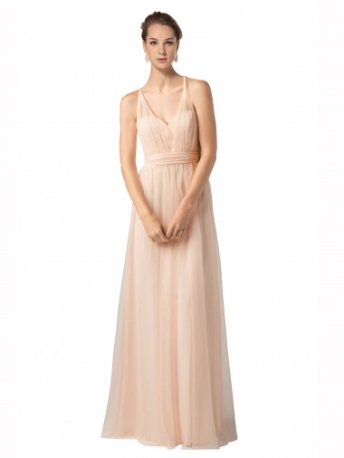 Tulle Long Sweetheart Nude A-Line Bridesmaid Dress / Evening Dress Sudbury