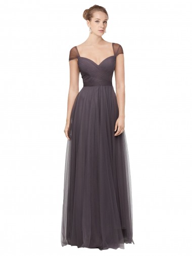 Tulle Long Sweetheart Pewter A-Line Bridesmaid Dress Sudbury