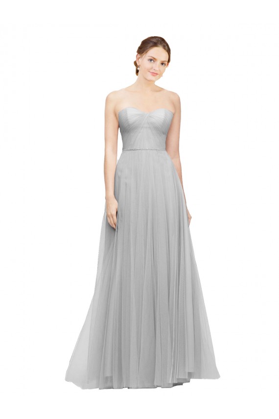 Tulle Long Sweetheart Silver A-Line Bridesmaid Dress Sudbury