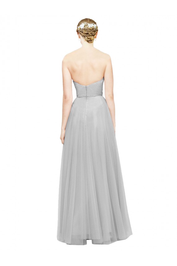 Tulle Long Sweetheart Silver A-Line Bridesmaid Dress Sudbury