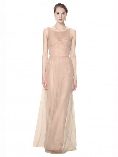 Tulle Long Illusion Neck Sheath Bridesmaid Dress Sudbury