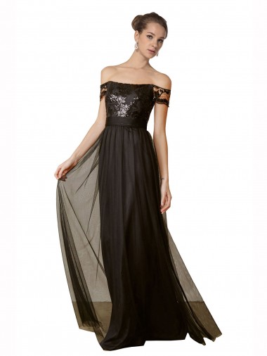 Tulle & Sequin Long Off the Shoulder A-Line Bridesmaid Dress Sudbury