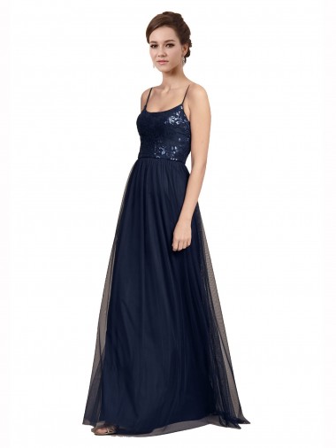 Tulle & Lace Long Spaghetti Straps A-Line Bridesmaid Dress Sudbury