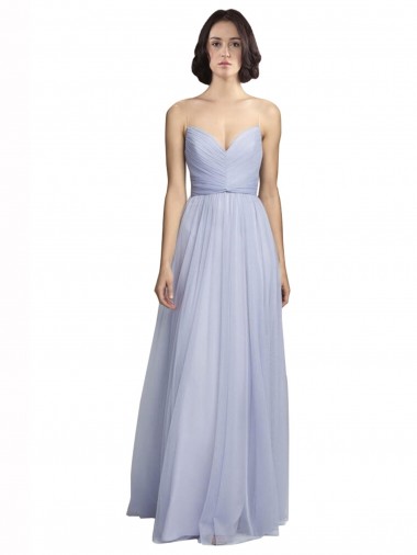 Tulle Long Spaghetti Straps Lilac A-Line Bridesmaid Dress Sudbury