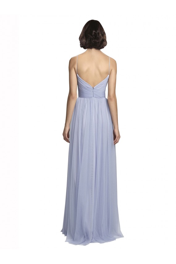 Tulle Long Spaghetti Straps Lilac A-Line Bridesmaid Dress Sudbury