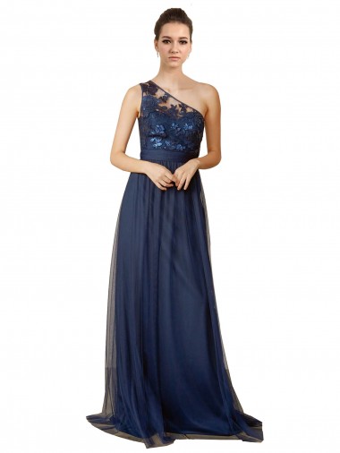 Tulle Sweep Train One Shoulder A-Line Bridesmaid Dress Sudbury