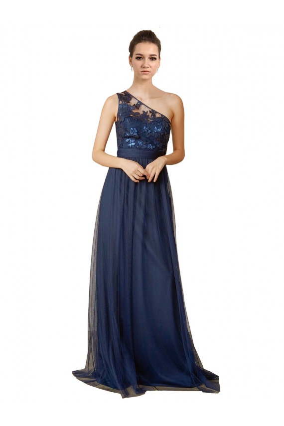 Tulle Sweep Train One Shoulder A-Line Bridesmaid Dress Sudbury
