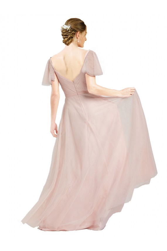 Tulle Long V-Neck Pink A-Line Formal Dress / Bridesmaid Dress Sudbury