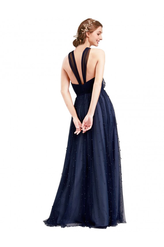 Tulle Long Halter Neck A-Line Bridesmaid Dress / Evening Dress Sudbury