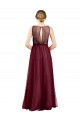 Tulle Keyhole Back Long Boat Neck A-Line Semi Formal Evening Dress / Bridesmaid Dress Sudbury