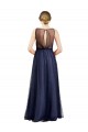 Tulle Keyhole Back Long Boat Neck A-Line Semi Formal Evening Dress / Bridesmaid Dress Sudbury