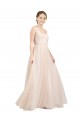 Tulle Open Back Long Scoop Neck A-Line Semi Formal Evening Dress / Bridesmaid Dress Sudbury