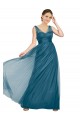 Tulle V-Back Long V-Neck Teal Green A-Line Bridesmaid Dress Sudbury