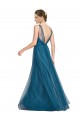 Tulle V-Back Long V-Neck Teal Green A-Line Bridesmaid Dress Sudbury