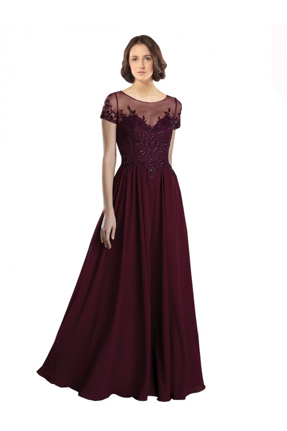Tulle & Soft Chiffon Long Jewel Neck A-Line Bridesmaid Dress Sudbury