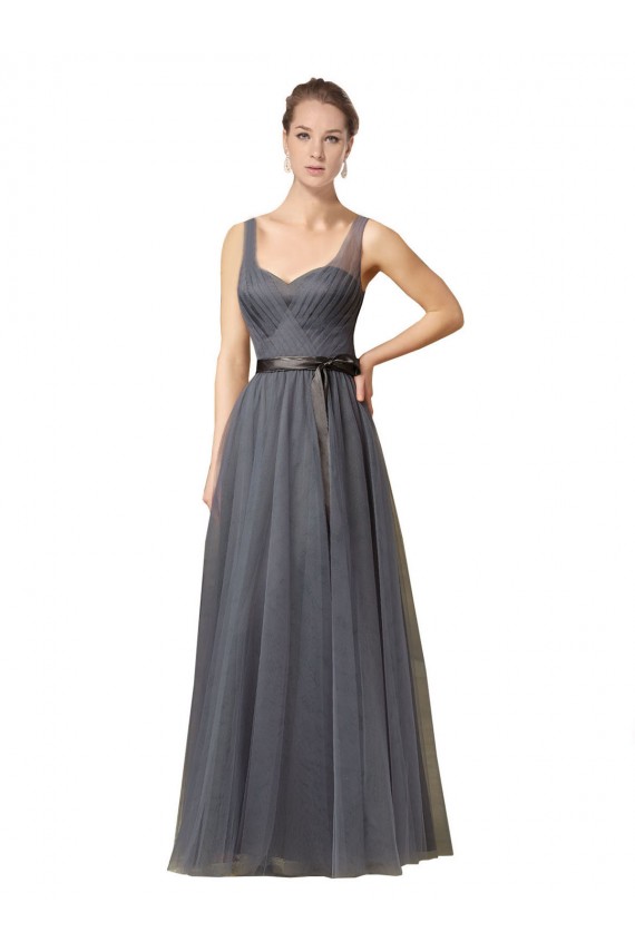 Tulle V-Back Long Sweetheart Slate Grey A-Line Formal Dress / Bridesmaid Dress Sudbury