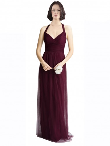 Tulle Open Back Long Halter Neck A-Line Bridesmaid Dress / Evening Dress Sudbury