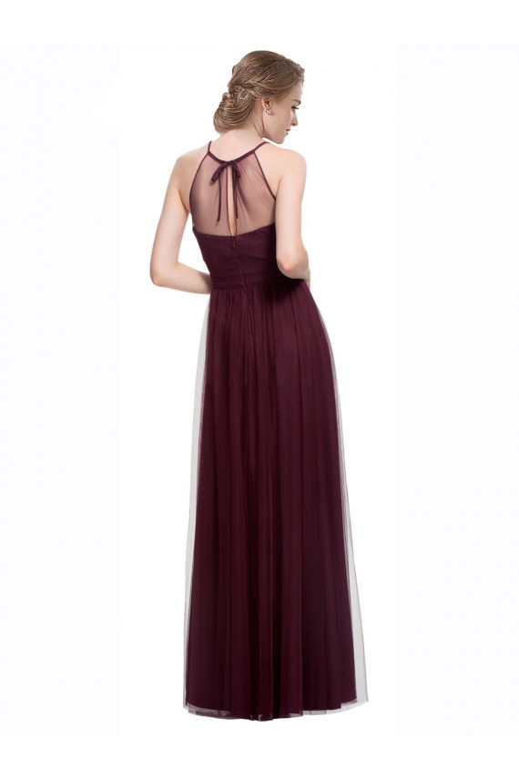 Tulle Long Halter Neck Red A-Line Bridesmaid Dress Sudbury