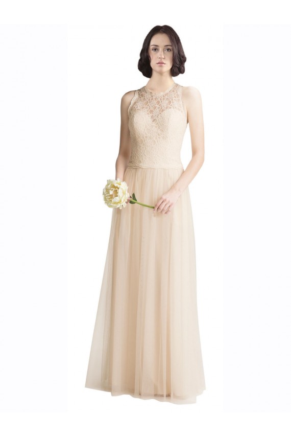 Tulle & Lace Long Bateau Neck Ivory A-Line Bridesmaid Dress Sudbury