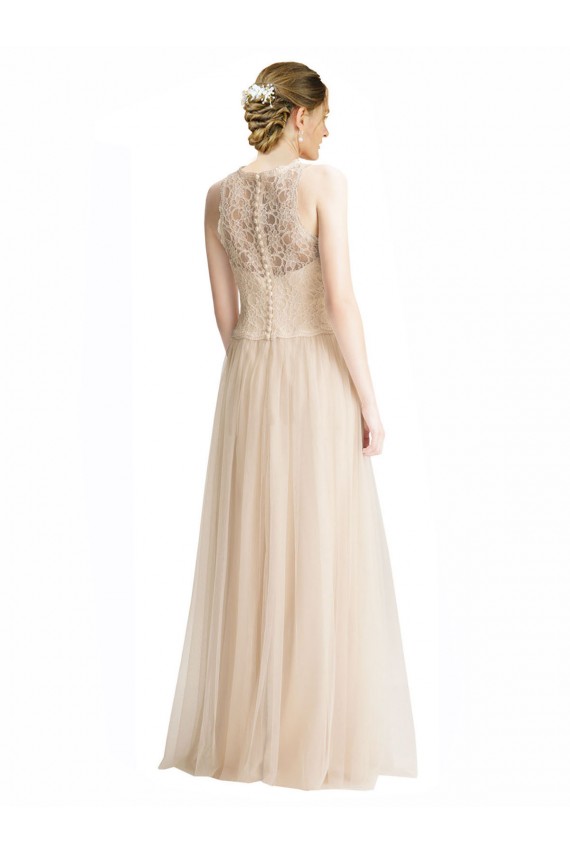 Tulle & Lace Long Bateau Neck Ivory A-Line Bridesmaid Dress Sudbury